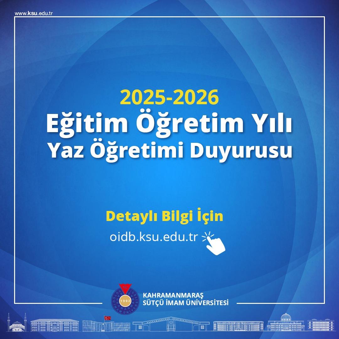 2025-2026 Eğitim Öğretim Yılı Yaz Öğretimi Duyurusu
