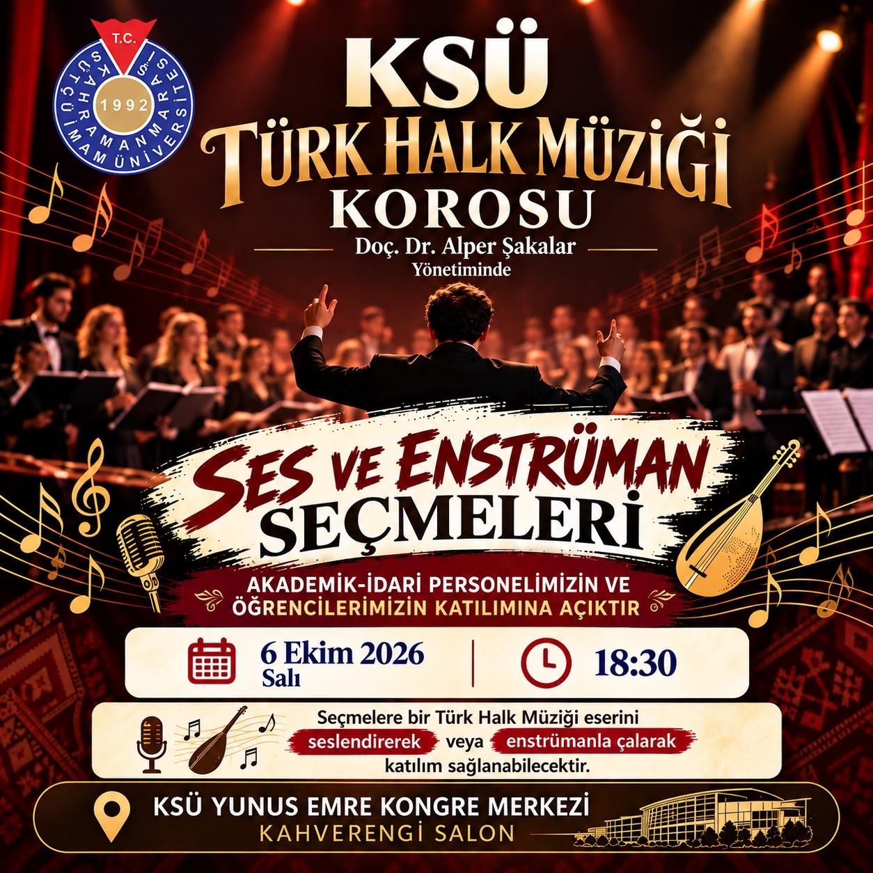 KSÜ Türk Halk Müziği Korosu Ses ve Enstrüman Seçmeleri