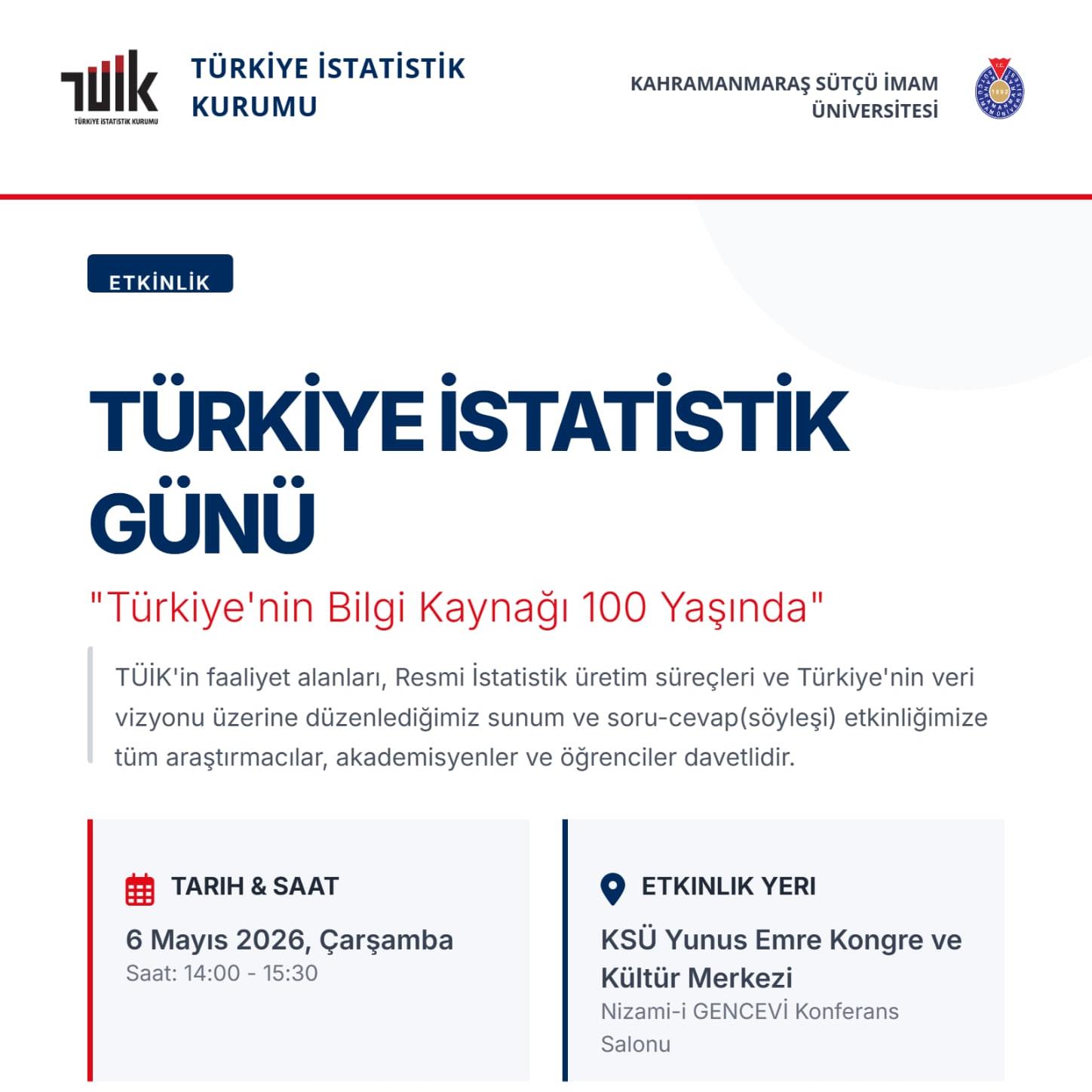 Türkiye İstatistik Günü 'Türkiye'nin Bilgi Kaynağı 100 Yaşında'