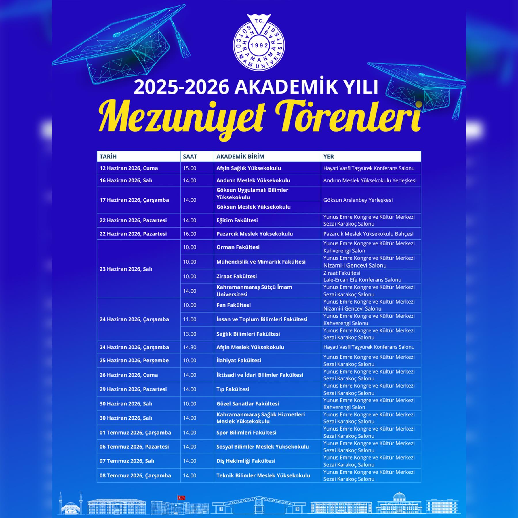 2025-2026 Akademik Yılı Mezuniyet Törenleri